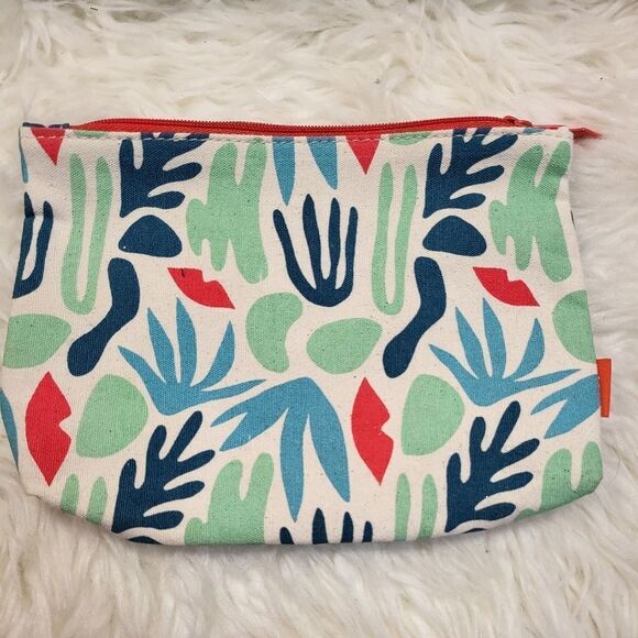 𝅺Small Ipsy blue and red western design zipper top makeup cosmetic bag - Picture 1 of 1